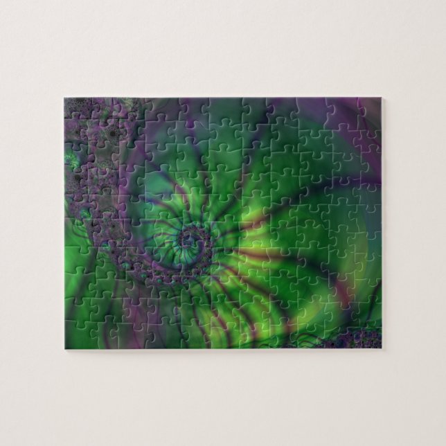 Puzzle Fractale avec spirale verte et violette (Horizontal)