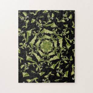 Puzzle Fractale d'hypnose verte et noire de la nature