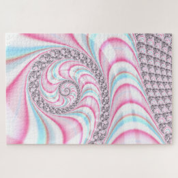 Puzzle Fractale en spirale de canne à bonbons rose pastel