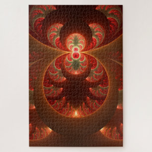 Puzzle Fractale moderne abstraite lumineuse orange rouge