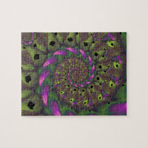 Puzzle Fractée avec des formes violet vert et rose pétale