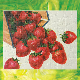 Puzzle Fraises anciennes dans un panier, Aliments Fruits 