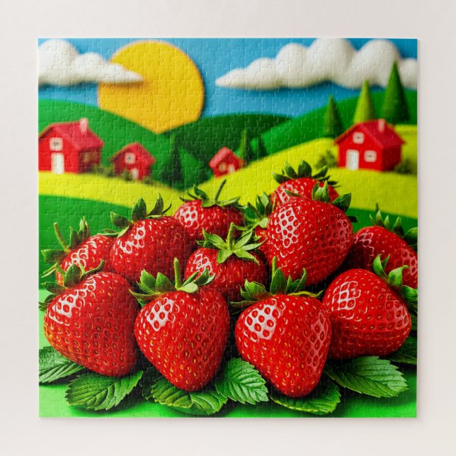 Puzzle Fraises fraîches exposées sur Greenfield  (Vertical)