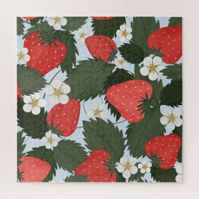 Puzzle Fraises : motif de fruits d'été. (Vertical)