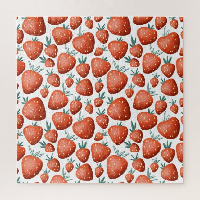 Puzzle Fraises rouges Arrière - plan blanc sans joint (Vertical)