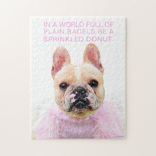 Puzzle Français Bulldog Pink Glam Inspiration citation de (Vertical)