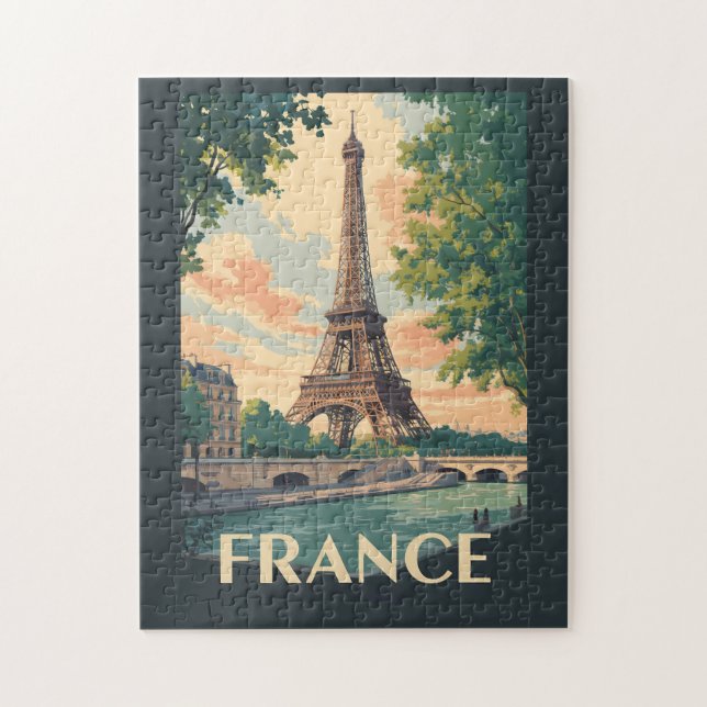 Puzzle France Eiffel Tour Travel Art Vintage (Vertical)