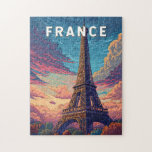 Puzzle France Illustration Travel Art Vintage<br><div class="desc">La conception rétro-vectorielle de la France. De l'emblématique Tour Eiffel à Paris aux vignobles de Bordeaux et à la beauté côtière de la Côte d'Azur,  la France vous propose un voyage romantique,  historique et plein de charme.</div>