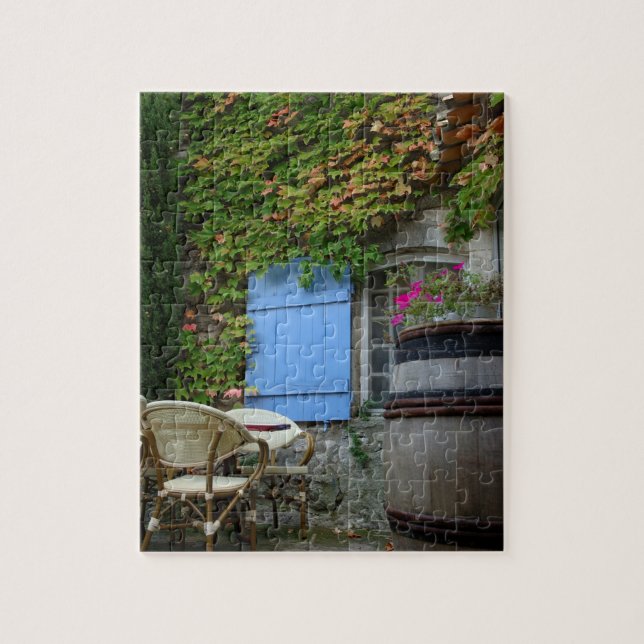 Puzzle France, Les Baux de Provence, patio de café (Vertical)