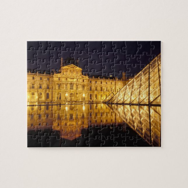 Puzzle France, Paris, Musée du Louvre la nuit. (Horizontal)