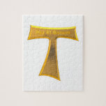 Puzzle Franciscan Tau<br><div class="desc">Franciscan Tau Cross Pax Et Bonum Or Metallic. N'hésitez pas à modifier la couleur de l'arrière - plan et/ou d'autres options via les outils de personnalisation de Zazzle.</div>