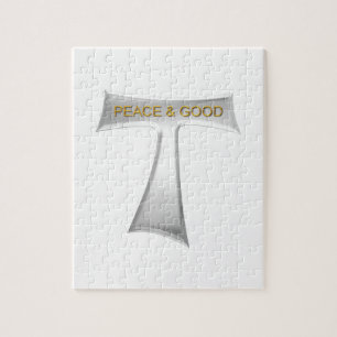 Puzzle Franciscan Tau Cross Paix et bon argent et or