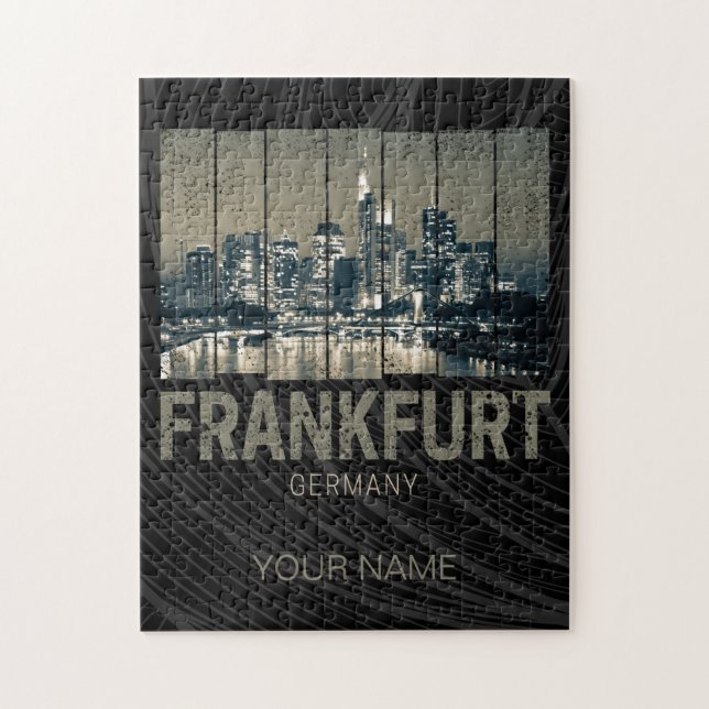 Puzzle Frankfurt Germany Skyline Retro Vintage Souvenir (Vertical)
