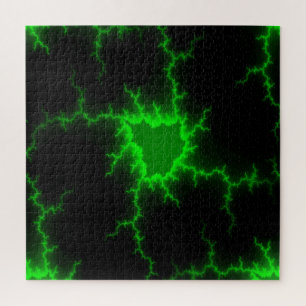 Puzzle Frappes de foudre verte Alien en Pitch noir