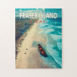 Puzzle Fraser Island K'gari Australie Travel Art Vintage<br><div class="desc">Île Fraser dans un style vectoriel. K'gari,  également connue sous son ancien nom Fraser Island,  est une île de sable classée au patrimoine mondial le long de la côte sud-est.</div>
