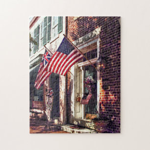 Puzzle Fredericksburg VA - Rue avec les drapeaux