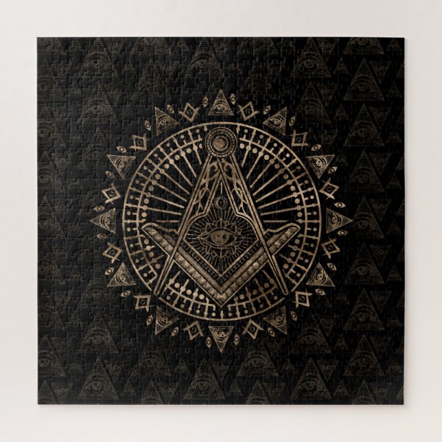 Puzzle Freemasonry symbol Square and Compasses (Vertical)