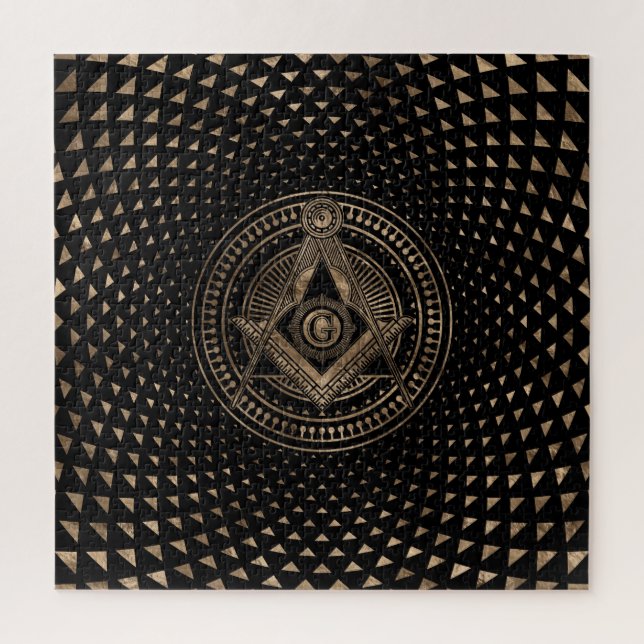 Puzzle Freemasonry symbol Square and Compasses (Vertical)