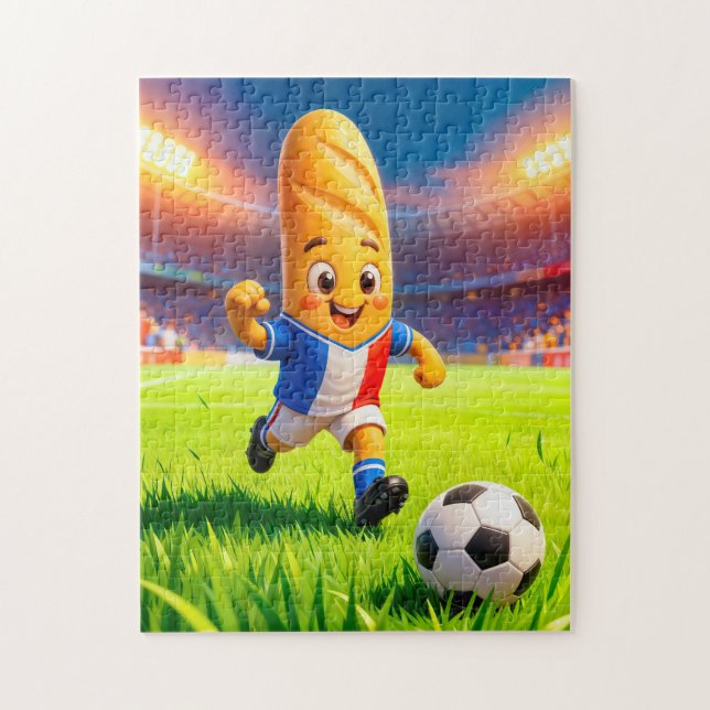 Puzzle French baguette soccer player in stadium action (Vertical)