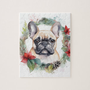 Puzzle French Bulldog Christmas Wreath Festive Pup