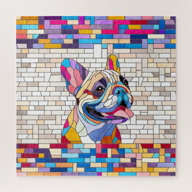 Puzzle French Bulldog -Frenchie - mosaïque colorée (Vertical)