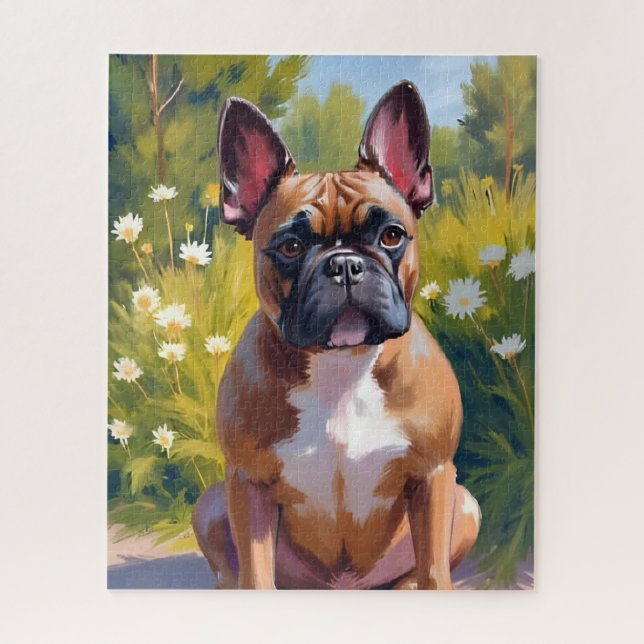 Puzzle French Bulldog Pet Painting Dog Art (Vertical)