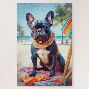 Puzzle French Bulldog sur la plage, cadeau d'été pour amo