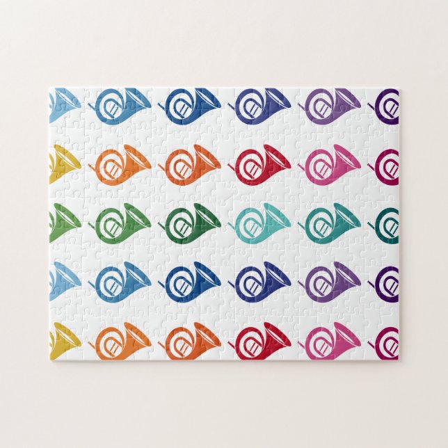 Puzzle French Horn Colorful Fun Array (Horizontal)