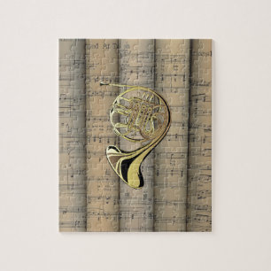 Puzzle French Horn ~ Feuille roulée Musique Retour ~ Musi