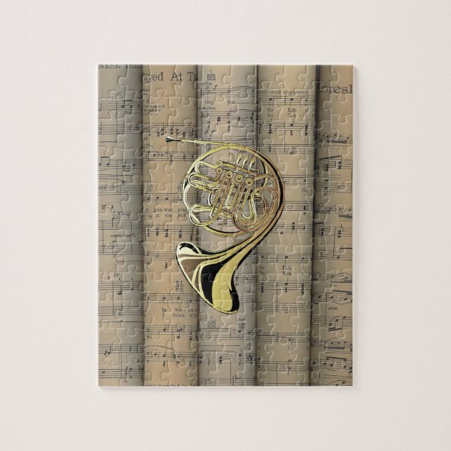 Puzzle French Horn ~ Feuille roulée Musique Retour ~ Musi (Vertical)