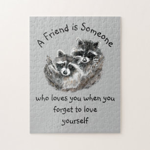 Puzzle Friend Loves You Cute Raccoons