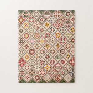 Puzzle Friendship quilt in neutral shades