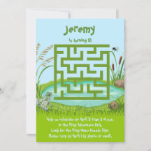 Puzzle Frog et Fly Maze Invitations d'anniversaire