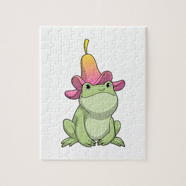 Puzzle Frog with Plumeria (Vertical)