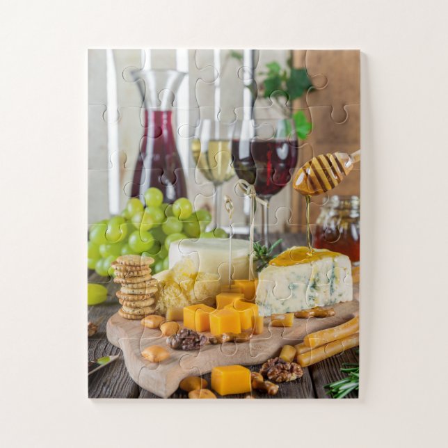 Puzzle Fromage Vin Miel Noix Raisins Crackers Alimentatio (Vertical)