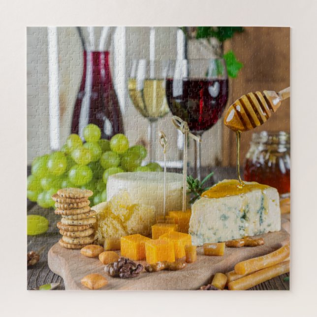 Puzzle Fromage Vin Miel Noix Raisins Crackers Alimentatio (Vertical)
