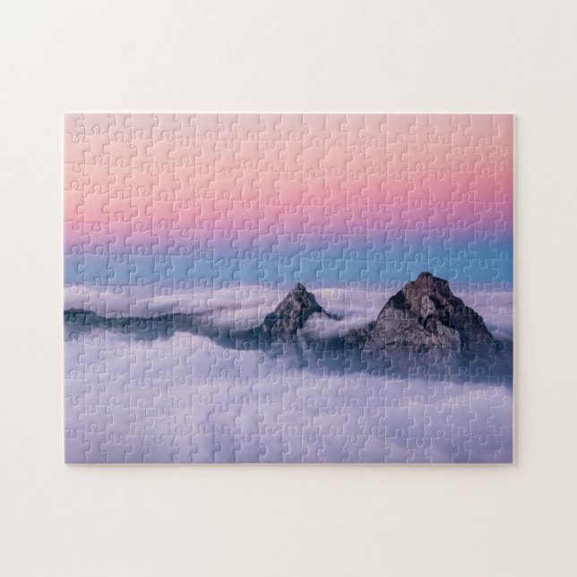 Puzzle Fronalpstock mountains Switzerland pink sky (Horizontal)