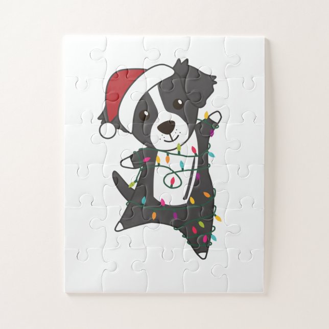 Puzzle Frontière Collie Chien de Noël Animaux d'hiver Chi (Vertical)