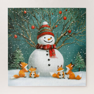 Puzzle Frosty Winter Whimsical Snowman Fox Wonderland