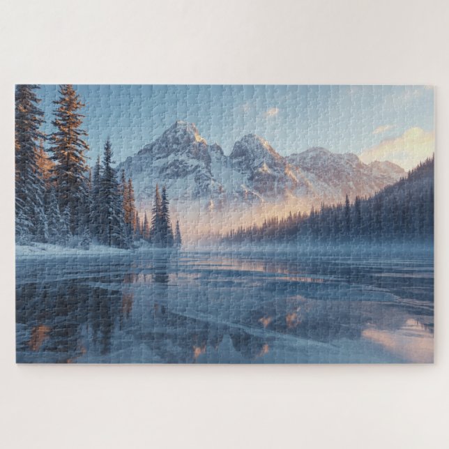 Puzzle Frozen Serenity – Majestic Winter Lake Landscape (Horizontal)