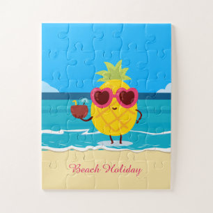 Puzzle Fruit d'ananas sur la plage Vacances Cute coloré