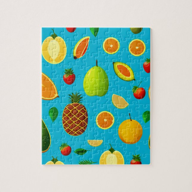 Puzzle Fruits colorés et Feuilles verts (Vertical)