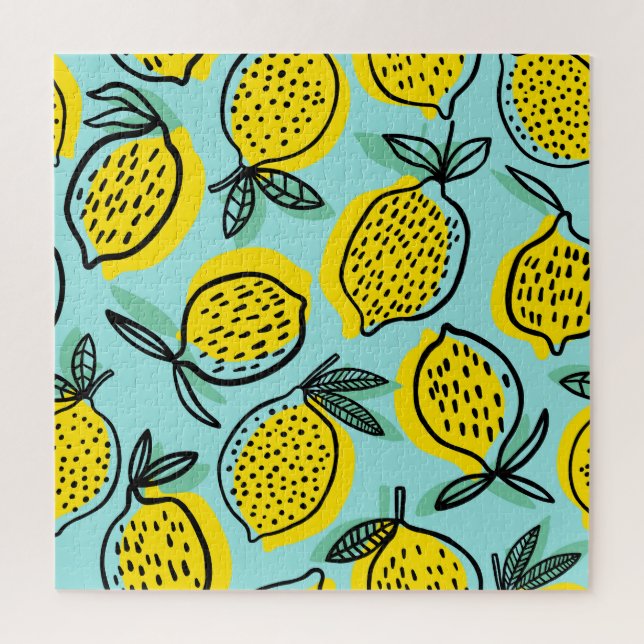 Puzzle Fruits de citron : motif vintage été. (Vertical)