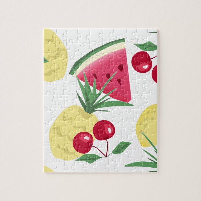 Puzzle Fruits et baies vitrés sur blanc. (Vertical)
