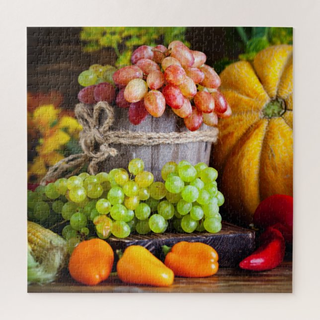Puzzle Fruits Et Légumes Rustiques De Récolte De Thanksgi (Vertical)