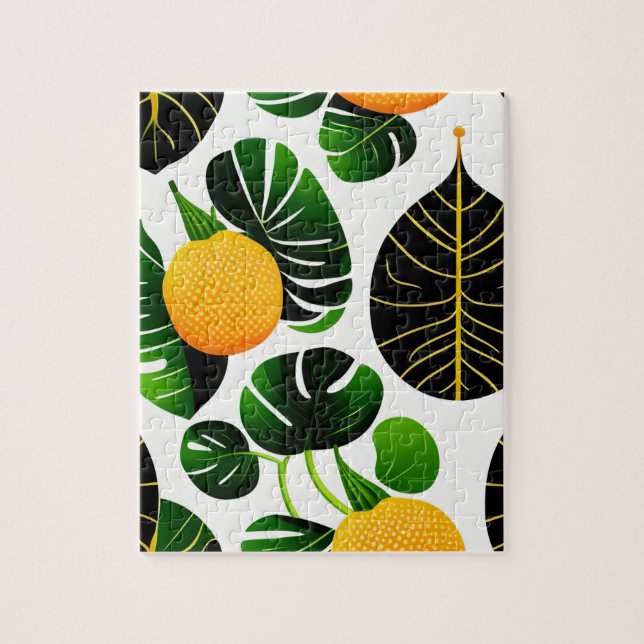 Puzzle Fruits Jaunes Motif et Feuilles verts (Vertical)