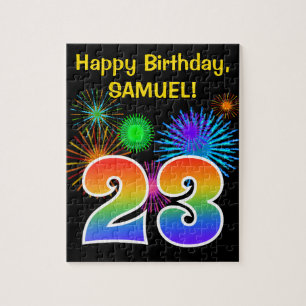 Puzzle Fun Fireworks + Rainbow Motif "23" Anniversaire #