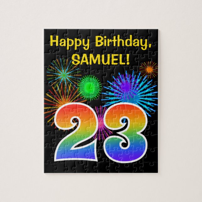 Puzzle Fun Fireworks + Rainbow Motif "23" Anniversaire # (Vertical)