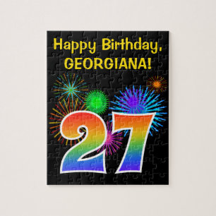 Puzzle Fun Fireworks + Rainbow Motif "27" Anniversaire #