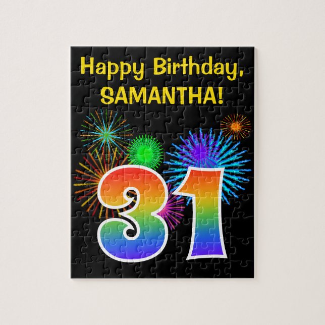 Puzzle Fun Fireworks + Rainbow Motif "31" Anniversaire # (Vertical)